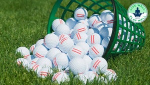 golf balls on a range