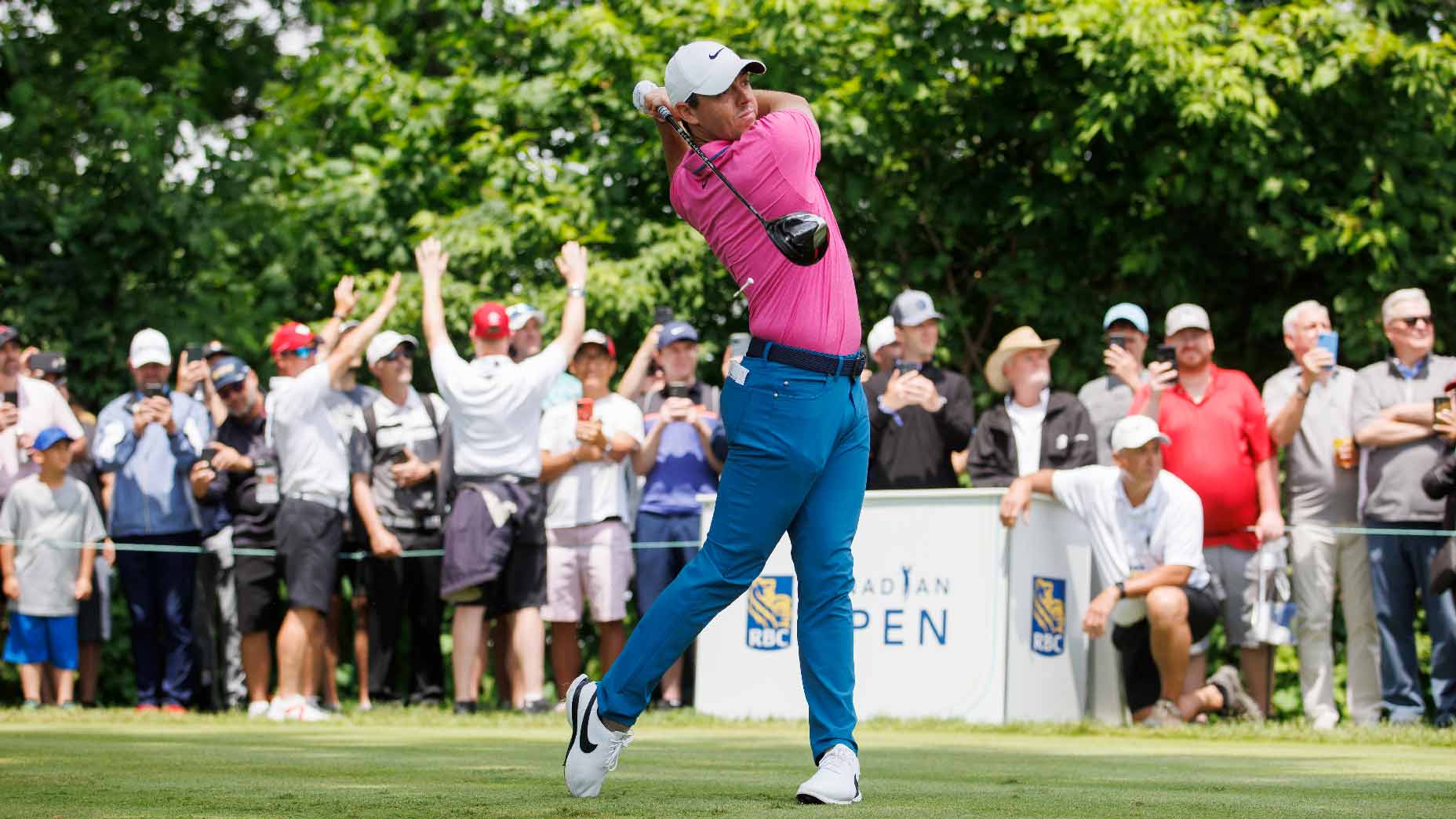 Rory McIlroy hits tee shot at RBC Canadian Open