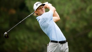 Peter Kuest of the United States plays his shot from the fourth tee during the third round of the Rocket Mortgage Classic at Detroit Golf Club on July 01, 2023 in Detroit, Michigan.