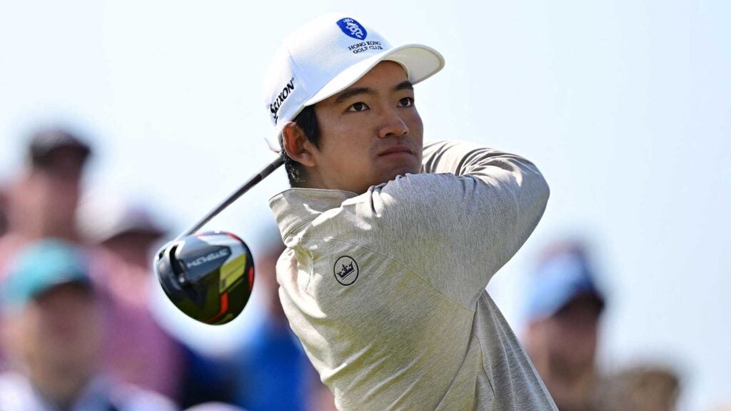 Taichi Kho tees off on the 15th hole during the first round of the 2023 Open Championship on Thursday at Royal Liverpool.