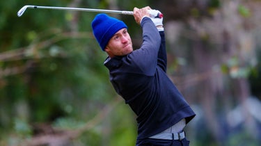 Justin Doeden plays his shot from the eighth tee during the second round of the Korn Ferry Tour Qualifying Tournament Final Stage at Landings Club-Marshwood Course on November 5, 2021