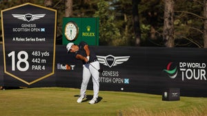 Kurt Kitayama hits tee shot at Genesis Scottish Open