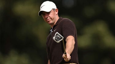 Rory McIlroy reacts to putt at 2023 Genesis Scottish Open