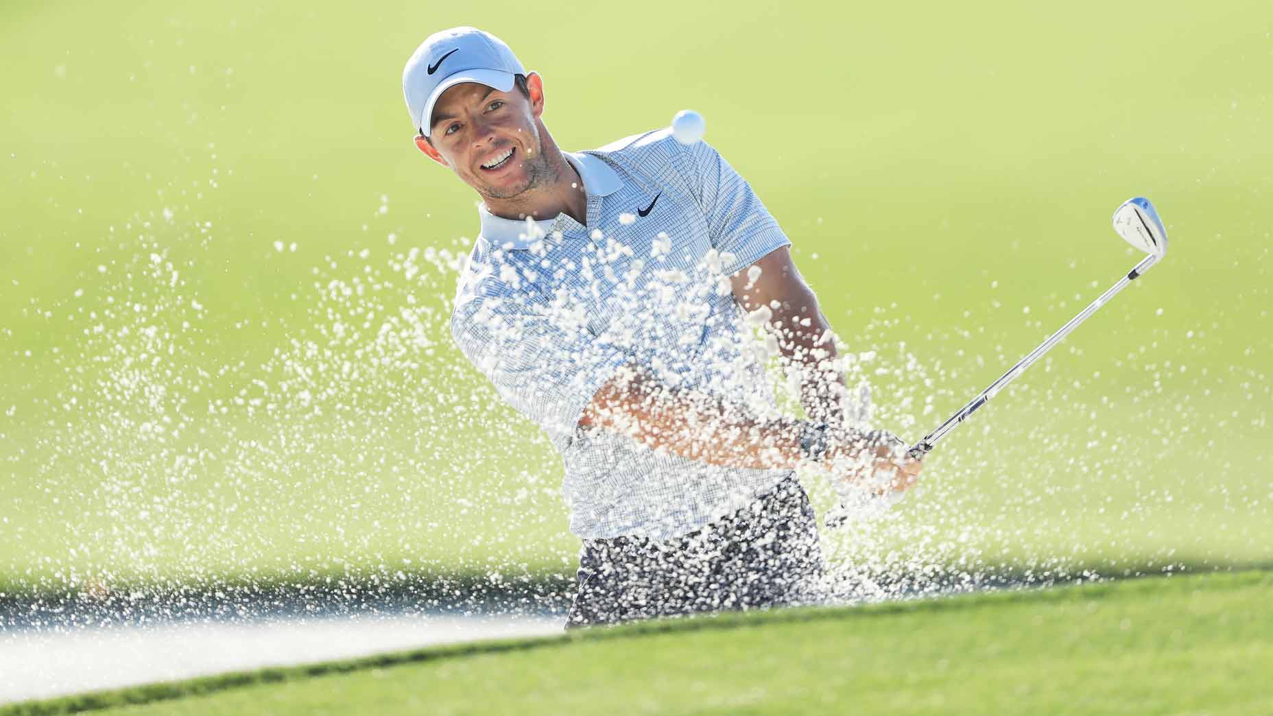 rory mcilroy hits out of bunker