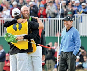 Tom Watson and Stewart Cink at the 2009 Open Championship.