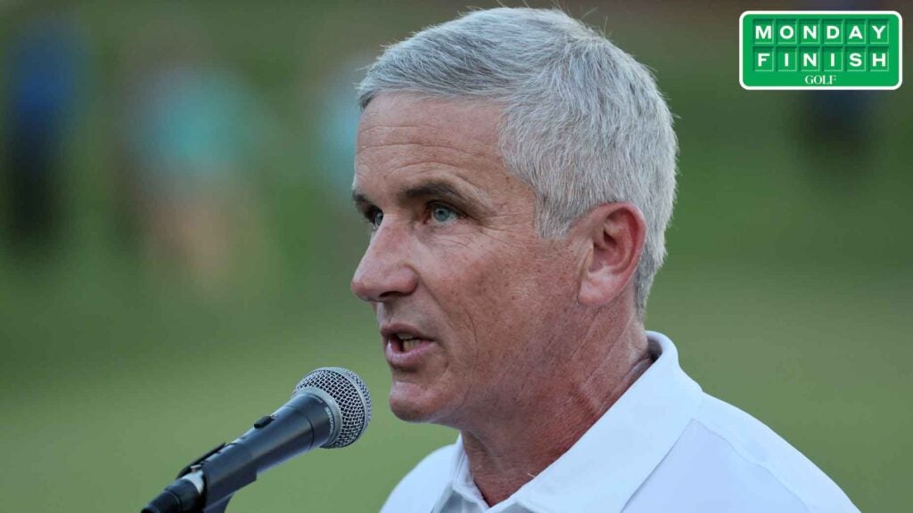 PGA Tour commissioner Jay Monahan was back in action at the FedEx St. Jude Championship.