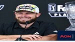 Tyrrell Hatton of England at a press conference upon winning the Con Risk Reward Challenge prior to FedEx St. Jude Championship at TPC Southwind on August 8, 2023 in Memphis, Tennessee.