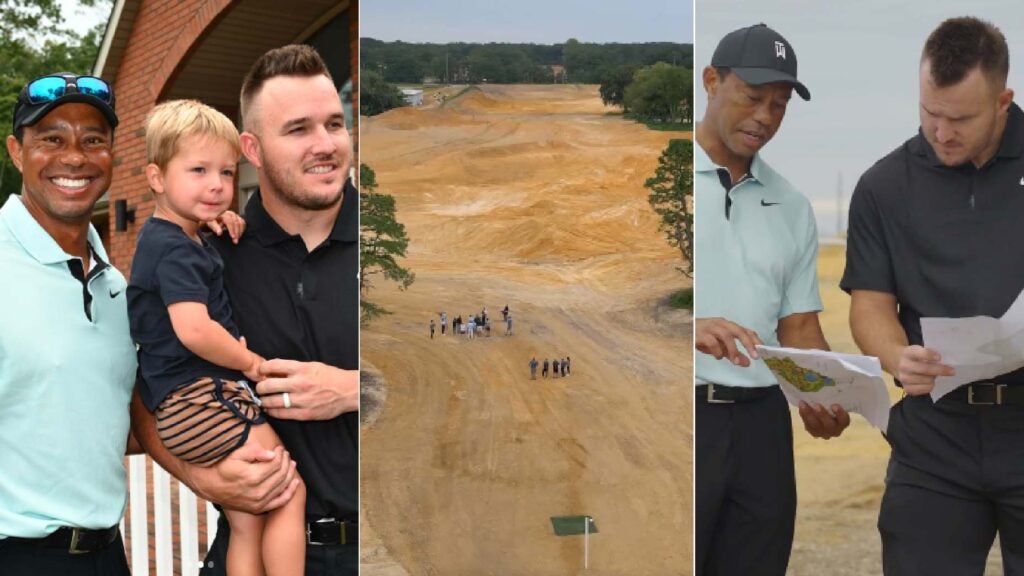 Tiger Woods and Mike Trout survey their new course while its under construction