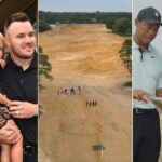 Tiger Woods and Mike Trout survey their new course while its under construction