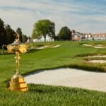 The Ryder Cup trophy at Bethpage State Park Black Course onn June 6, 2016 in Farmingdale, New York
