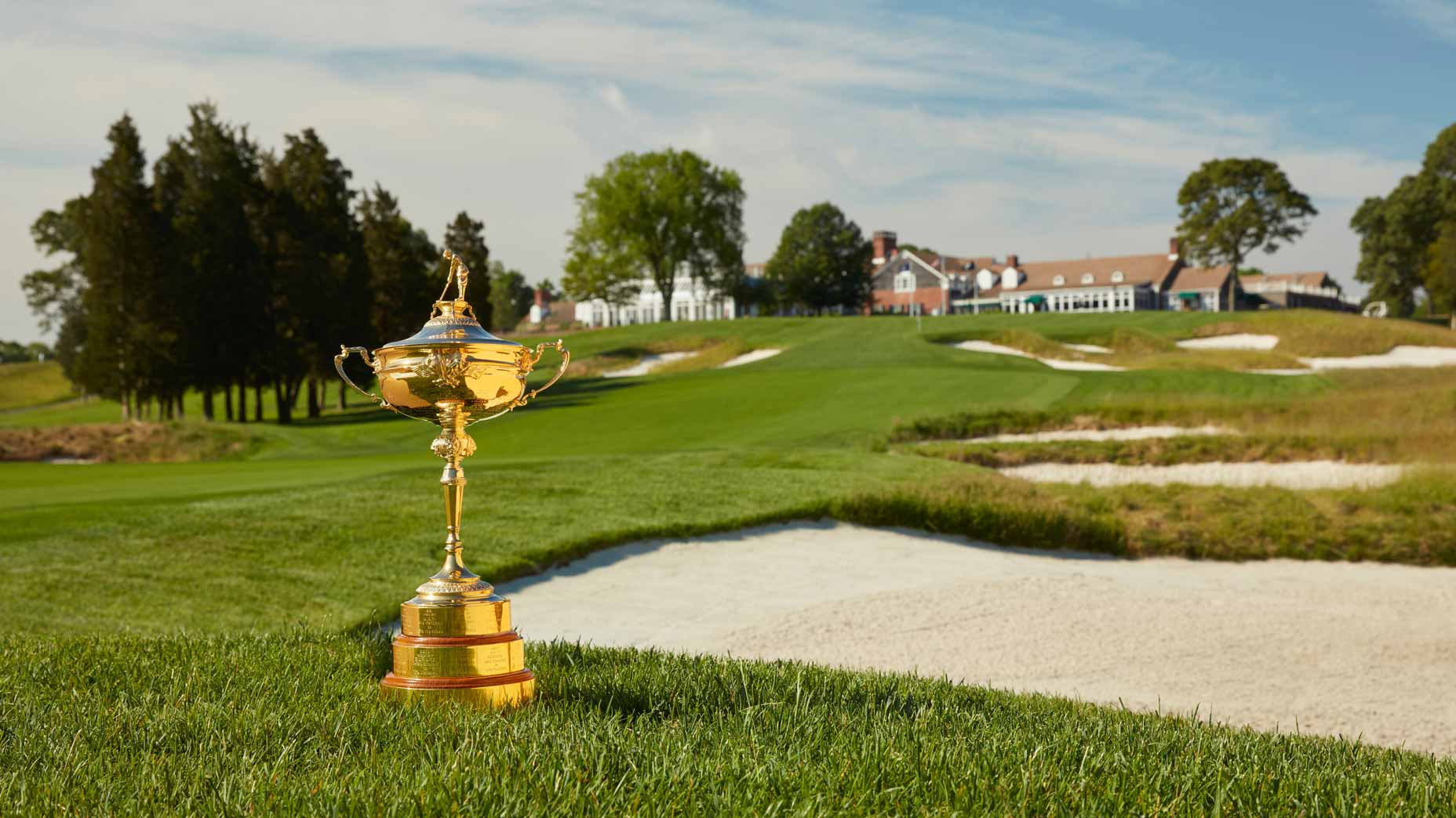 The Ryder Cup trophy at Bethpage State Park Black Course onn June 6, 2016 in Farmingdale, New York