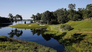 General view of the 11th hole during the second round of the Quicken Loans National at the Robert Trent Jones Golf Club on July 31, 2015 in Gainesville, Virginia.