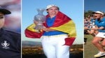 Europe's Carlota Ciganda with the Solheim Cup following day three of the 2023 Solheim Cup at Finca Cortesin, Malaga. Picture date: Sunday September 24, 2023.