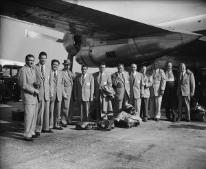 The 1953 Ryder Cup team arrival