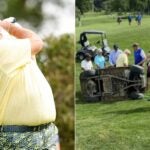 Left: John Daly on Friday at the 2023 Sanford Invitational; Right: The photo in question.