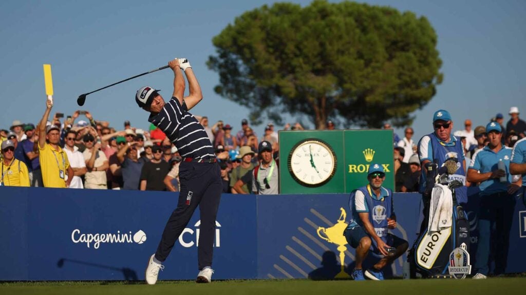 Justin Thomas hits tee shot at 2023 Ryder Cup