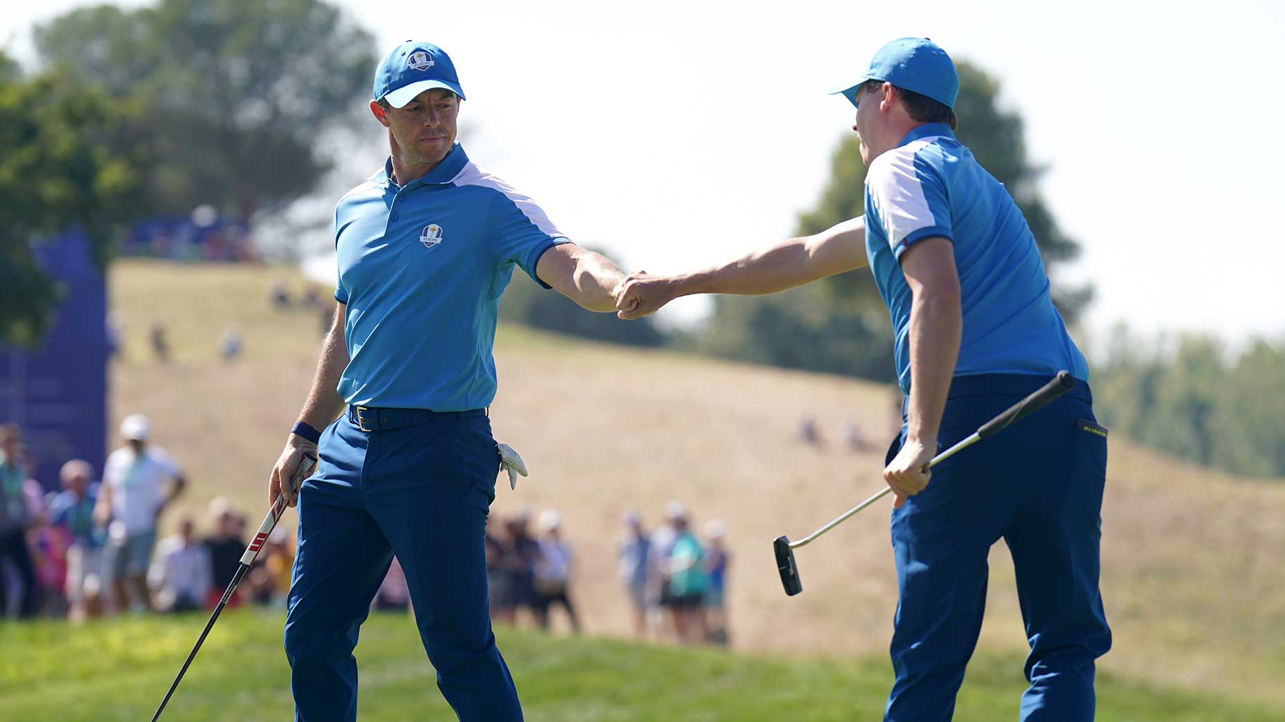 Rory McIlroy and Matt Fitzpatrick at the Ryder Cup on Friday.