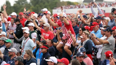 Aemrican Ryder Cup fans cheer at 2021 Ryder Cup