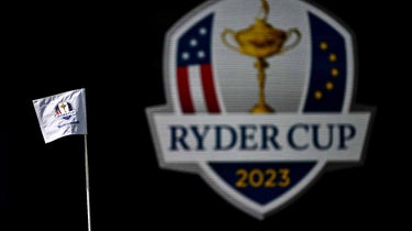 2023 Ryder Cup flag and sign at Marco SImone