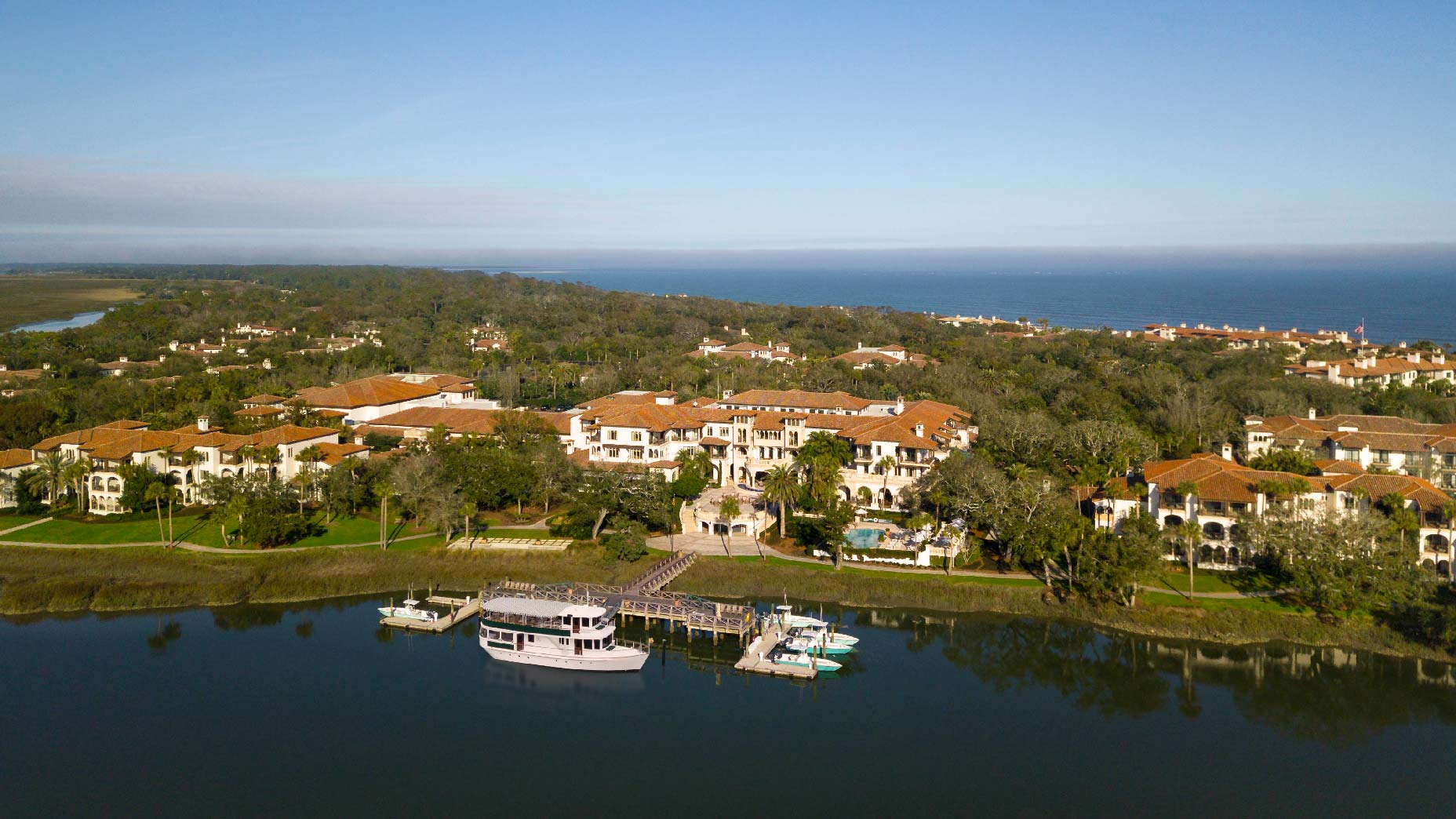 An aerial view of Sea Island Resort
