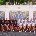 solheim cup players pose for picture