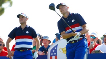 jordan spieth and justin thomas in a ryder cup practice round