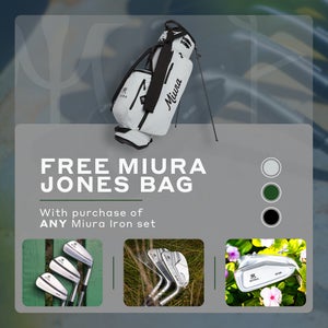 When you add any set of (6+) Muira clubs to your cart on Fairway Jockey, you get a choice of 1 of 3 newly released Jones x Miura golf bags.
