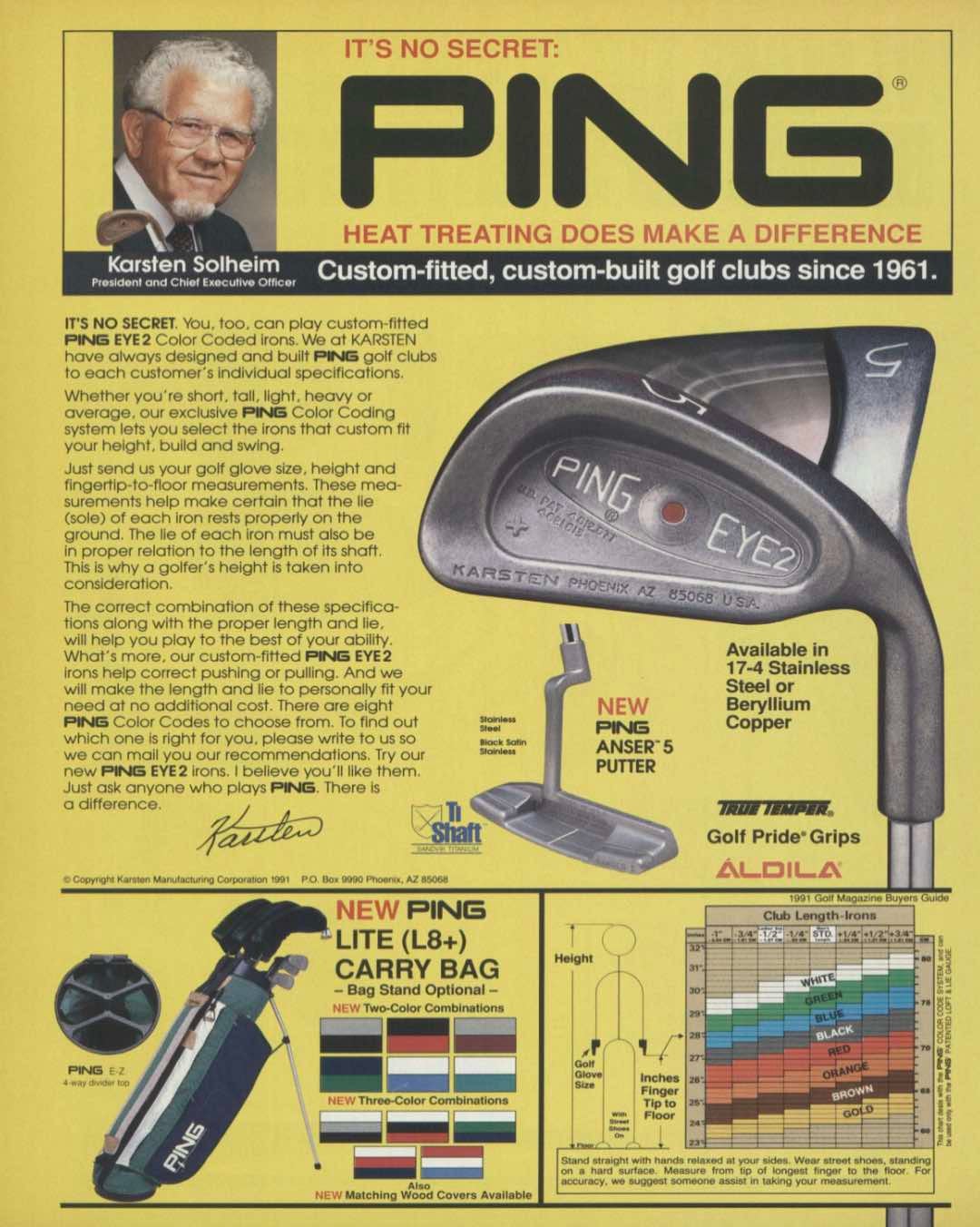 Ping ad 1991 with L8 bag