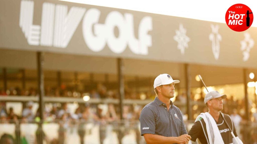 bryson dechambeau walks fairway at liv golf team championships in miami