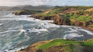 an overhead shot of cabot st lucia golf course