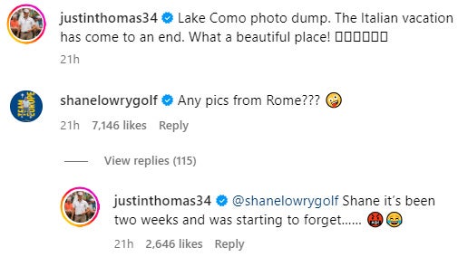 justin thomas instagram replies