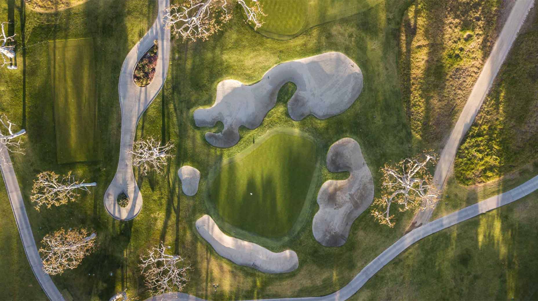 an overhead view of riviera country club
