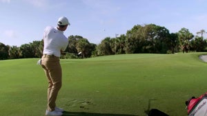 4-time major champion Rory McIlroy demonstrates a classic 'check and release' wedge shot, helping players improve in the short game