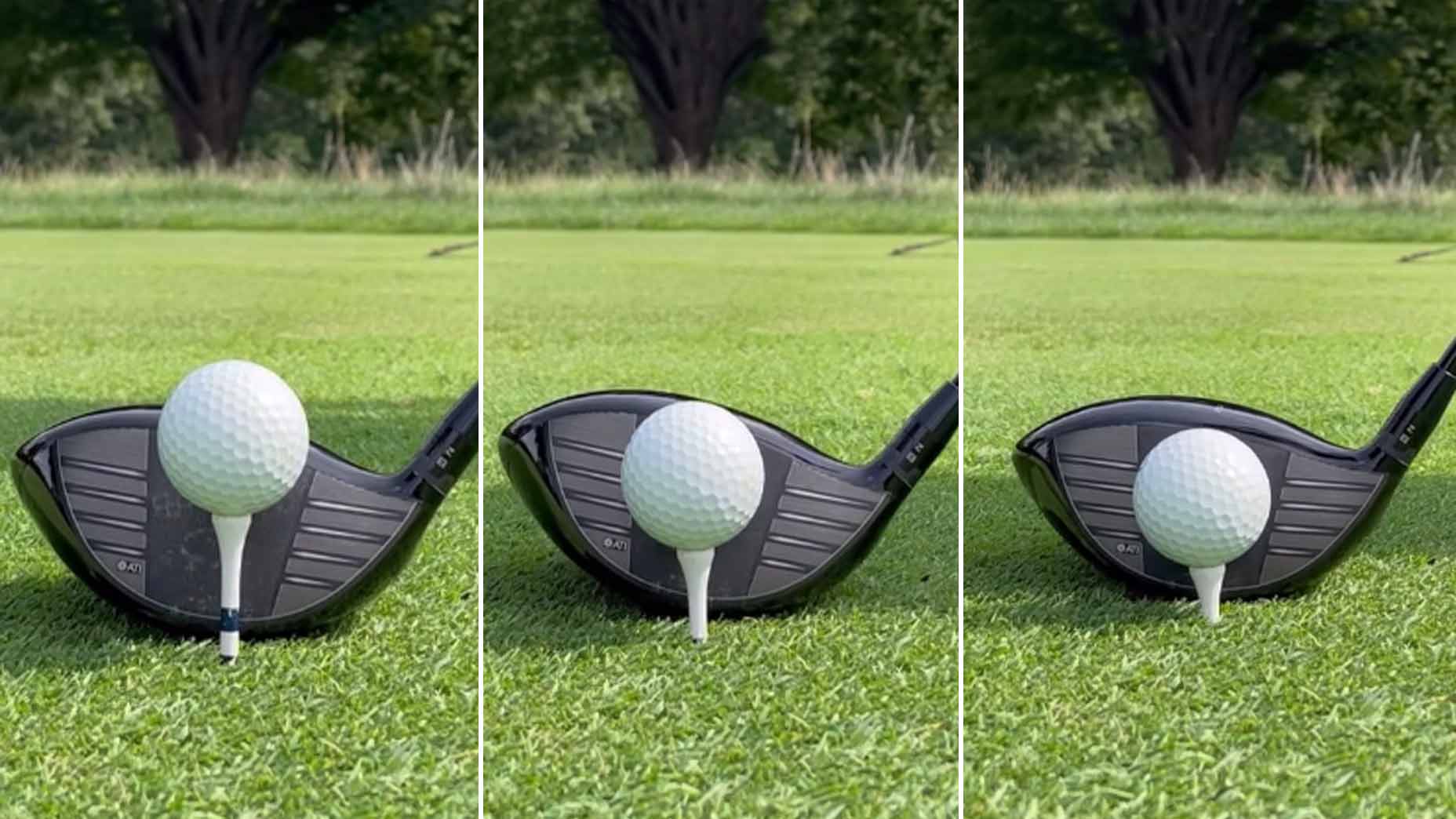 ball teed up at three different heights