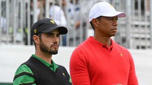 tiger woods and abe ancer at 2019 presidents cup