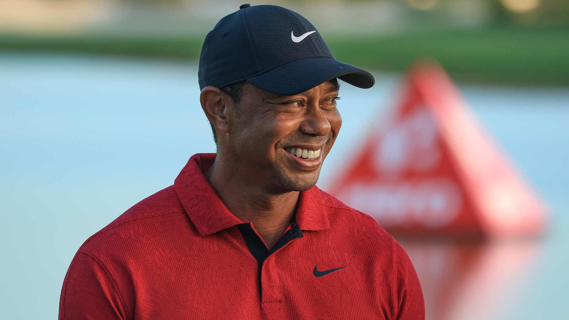 Tiger Woods smiles at the 2022 Hero World Challenge.