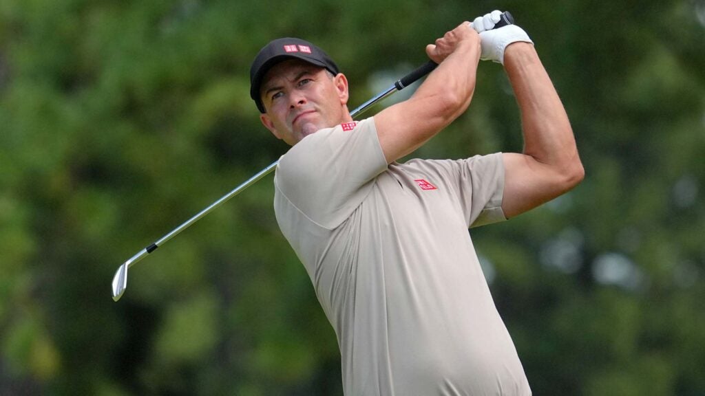 Adam Scott hits iron shot at 2023 Zozo Championship