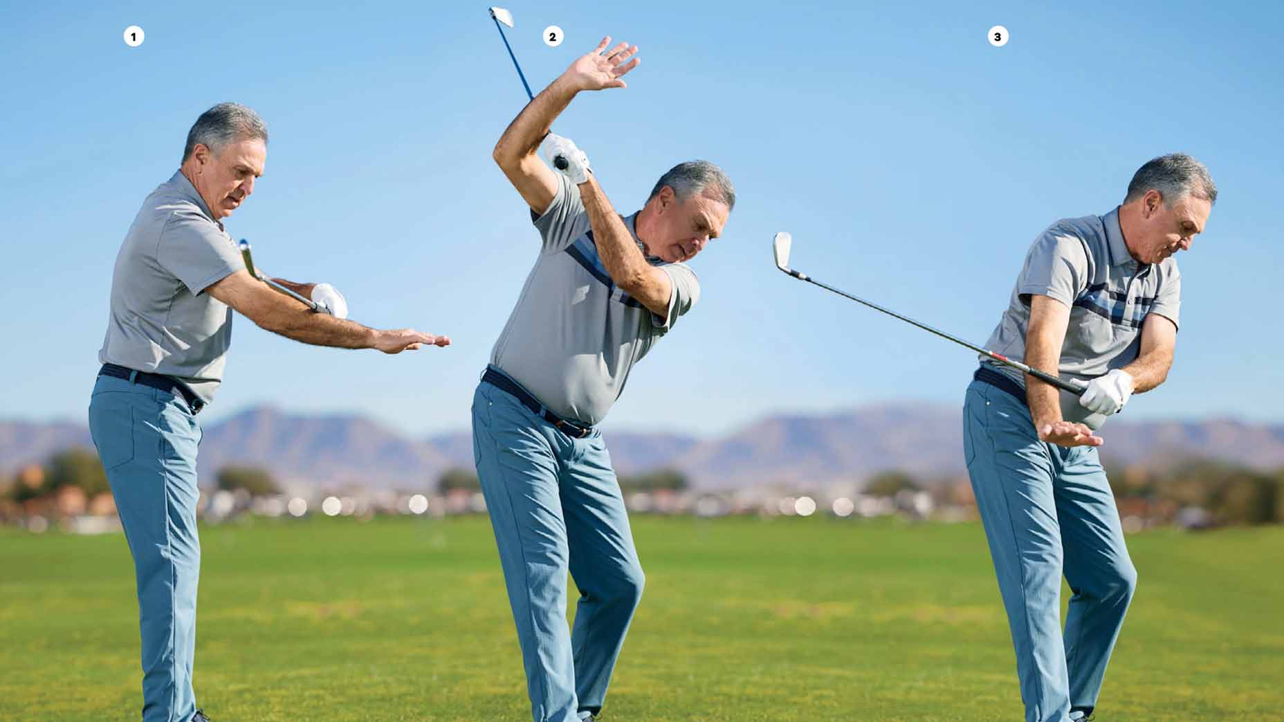brian manzella demonstrates how to properly raise and lower your arms during the swing
