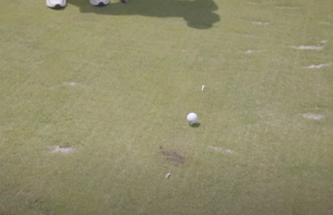 Use parts of a broken tee to make a finish line and improve clubface control