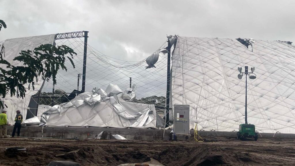 SofiCenter golf arena dome damage