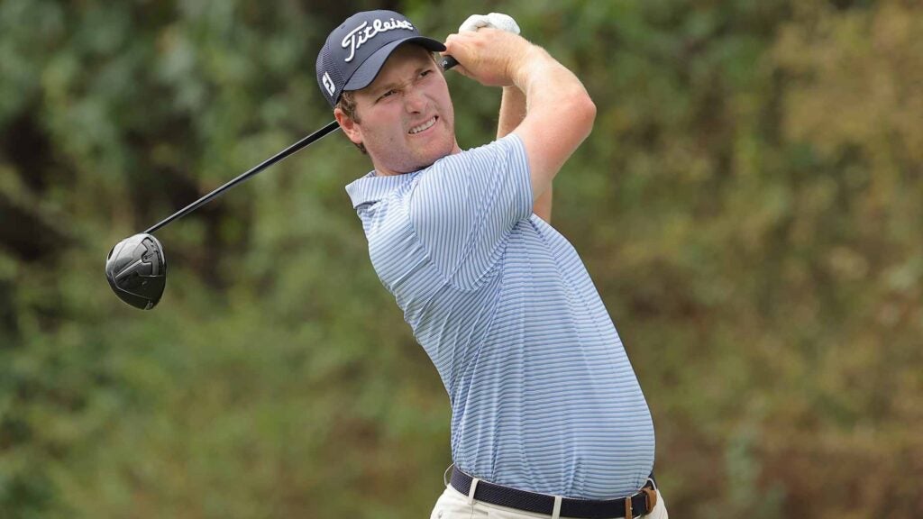 PGA Tour pro Vince Whaley hits drive at 2023 Sanderson Farms Championship