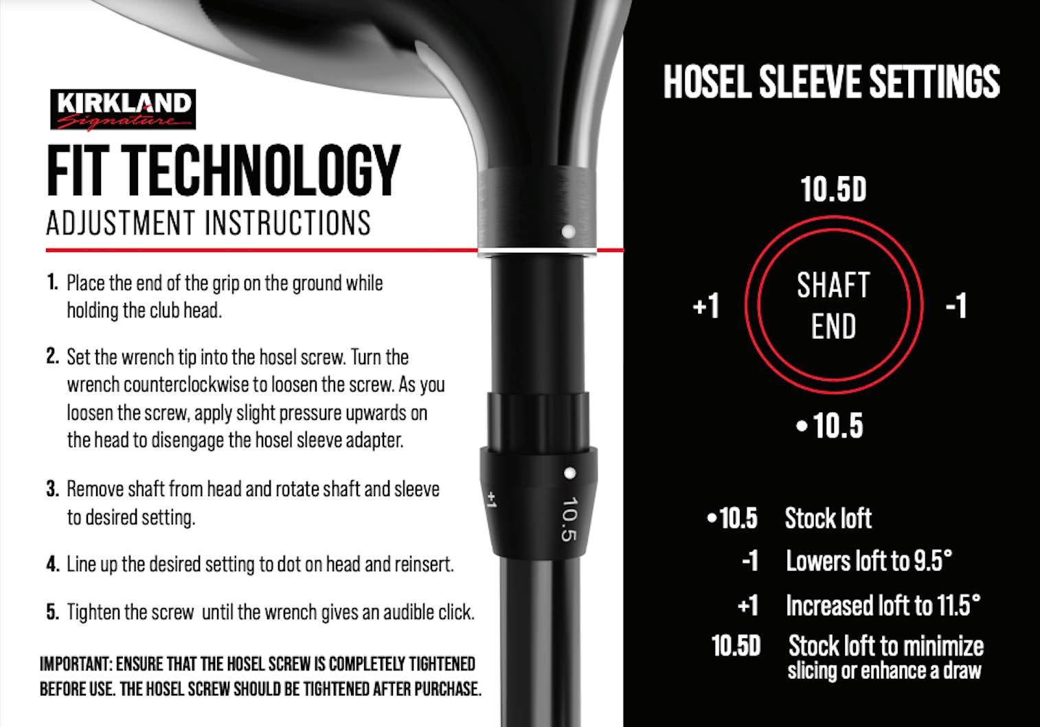 Kirkland signature driver specs