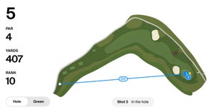A shotlink chart of Ludvig Aberg driving the green during the RSM Classic.
