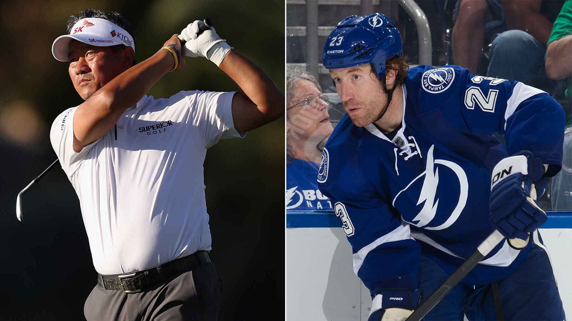 Pro golfer K.J. Choi, left, and NHL Stanley Cup Champion Mike Commodore, right.