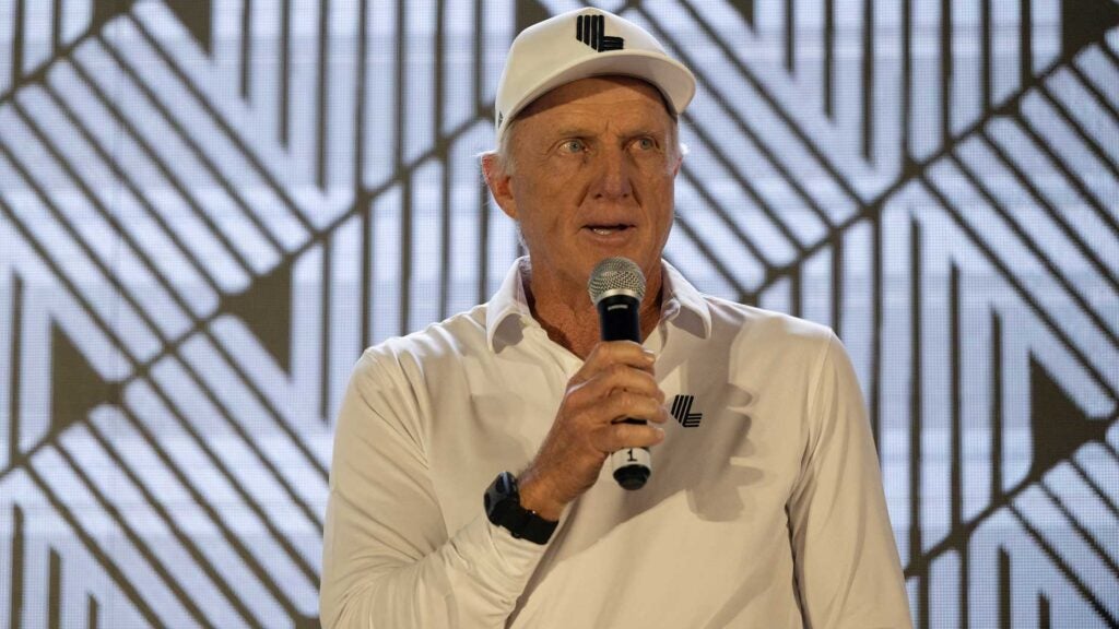 Greg Norman spoke at LIV's Promotions event.