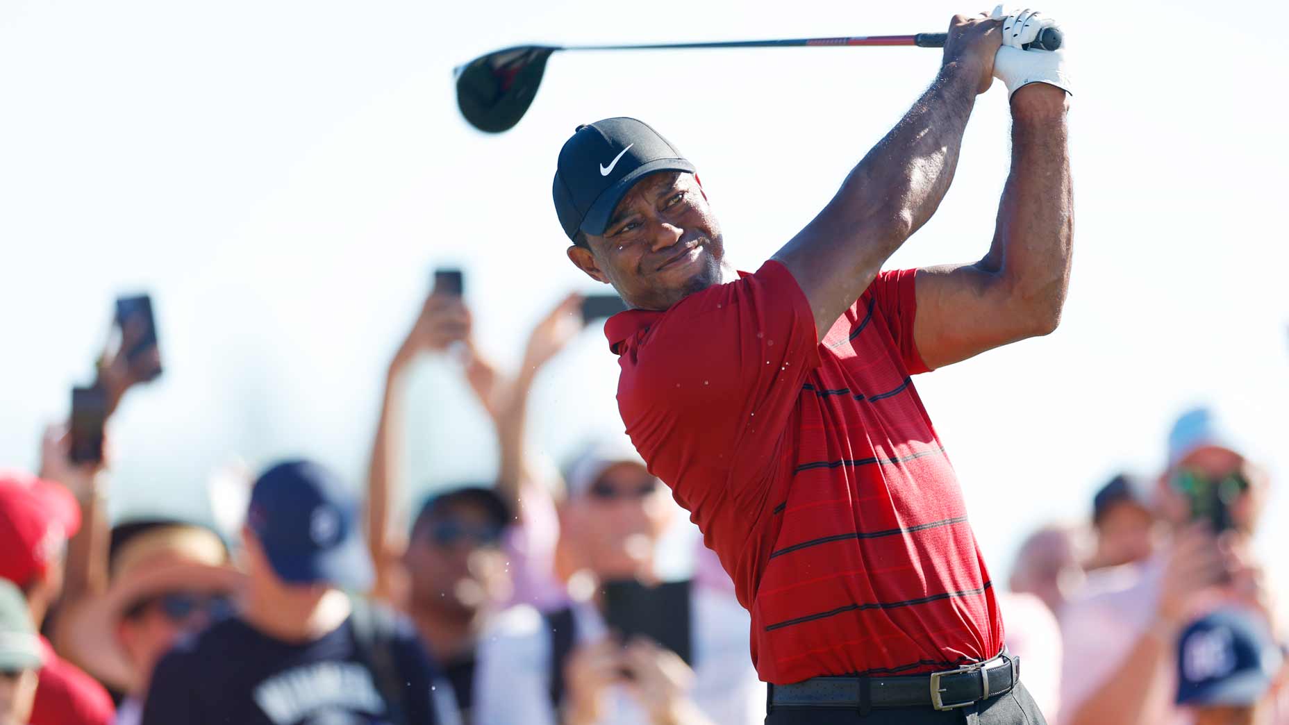Tiger Woods hits a drive at the Hero World Challenge.