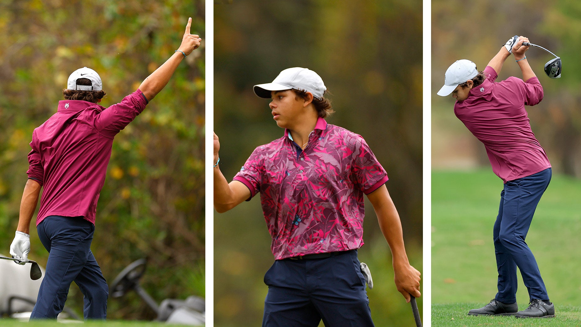 ORLANDO, FLORIDA - DECEMBER 17: EDITORS NOTE: This image is part of a swing sequence; Charlie Woods of The United States plays his tee shot on the 18th hole (frame 7 of sequence) during the final round of the PNC Championship at The Ritz-Carlton Golf Club on December 17, 2023 in Orlando, Florida. (Photo by David Cannon/Getty Images)