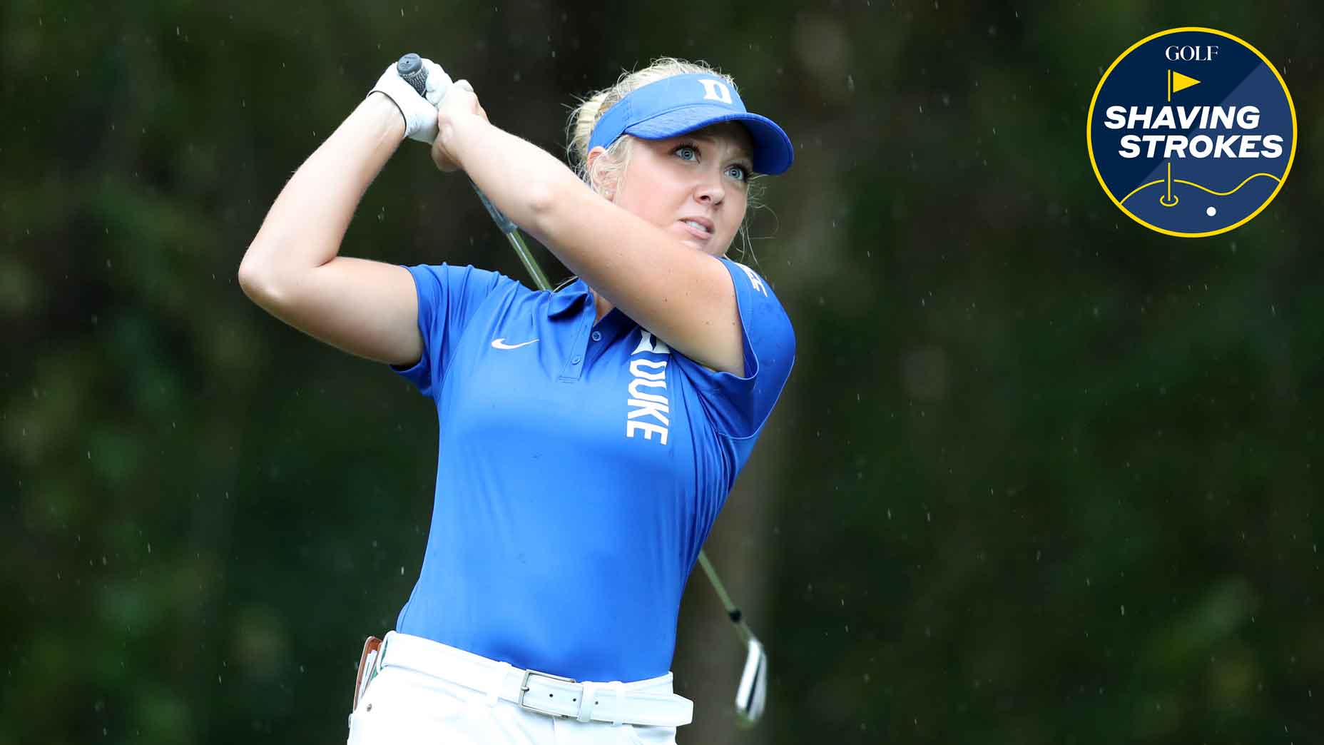 Pro golfer Erica Shepherd hits shot during golf tournament