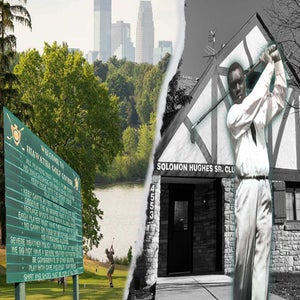 The Hiawatha Golf Course, and golfer Solomon Hughes, in Minneapolis, Minn.