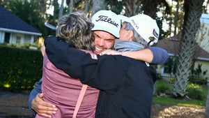 Raul Pereda hugs family after earning his PGA Tour card